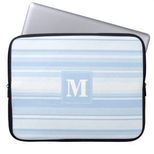 Monogram baby blue stripes laptop sleeve