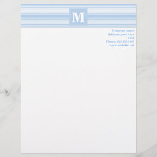 Monogram baby blue stripes letterhead