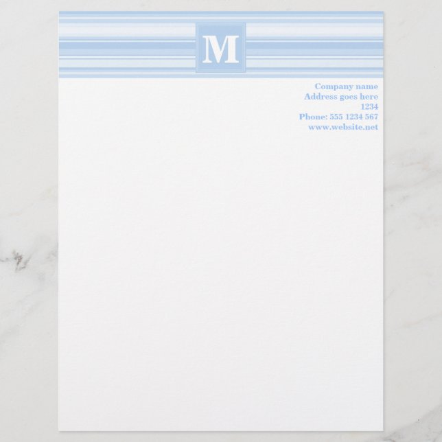 Monogram baby blue stripes letterhead (Front)