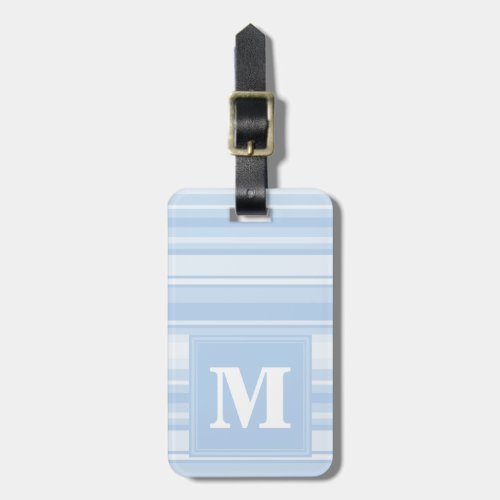 Monogram baby blue stripes luggage tag