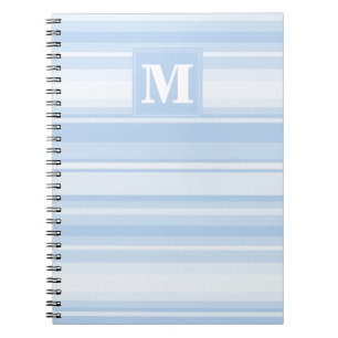 Monogram baby blue stripes notebook