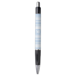 Monogram baby blue stripes pen