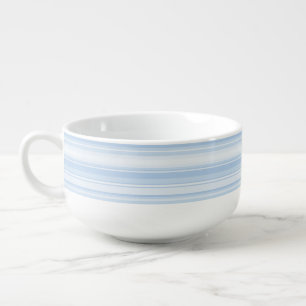 Monogram baby blue stripes soup mug