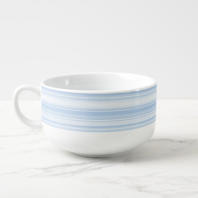 Monogram baby blue stripes soup mug (Right)