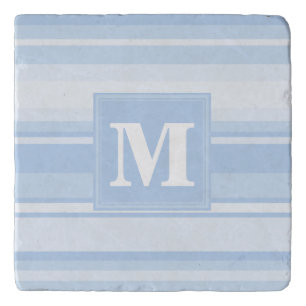 Monogram baby blue stripes trivet