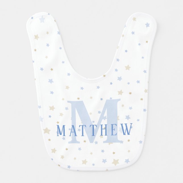 Monogram Baby Boy Blue Bib (Front)