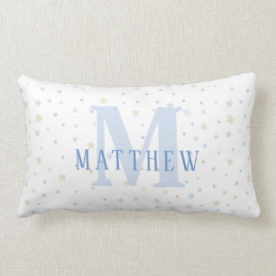 Monogram Baby Boy Blue Nursery Decor Pillow