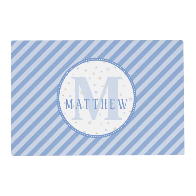 Monogram Baby Boy Blue Placemat (Front)