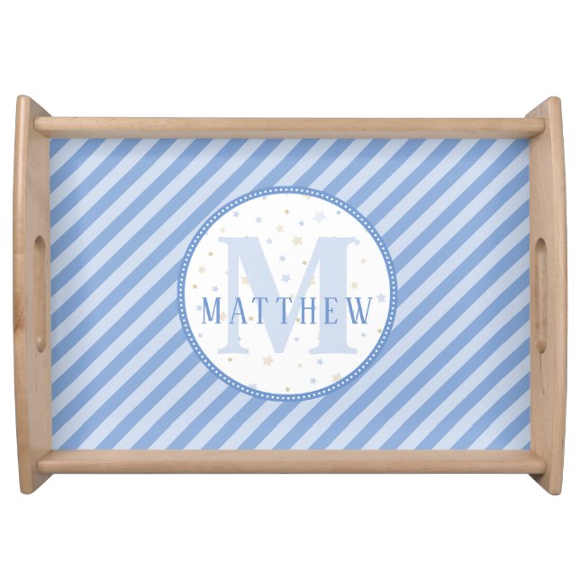 Monogram Baby Boy Blue  Serving Tray (Front)
