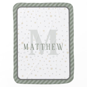 Monogram Baby Boy Green Nursery Decor Blanket