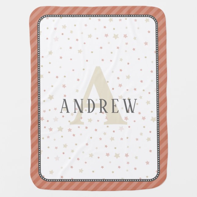 Monogram Baby Boy Terracota Nursery Decor Blanket (Front)