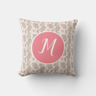 Monogram Baby Bunnies Throw Pillow