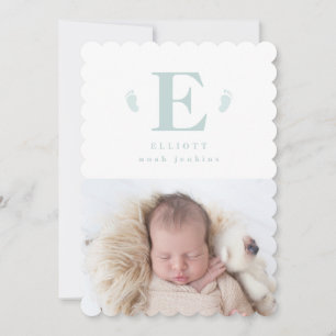 monogram baby feet photo birth announcement