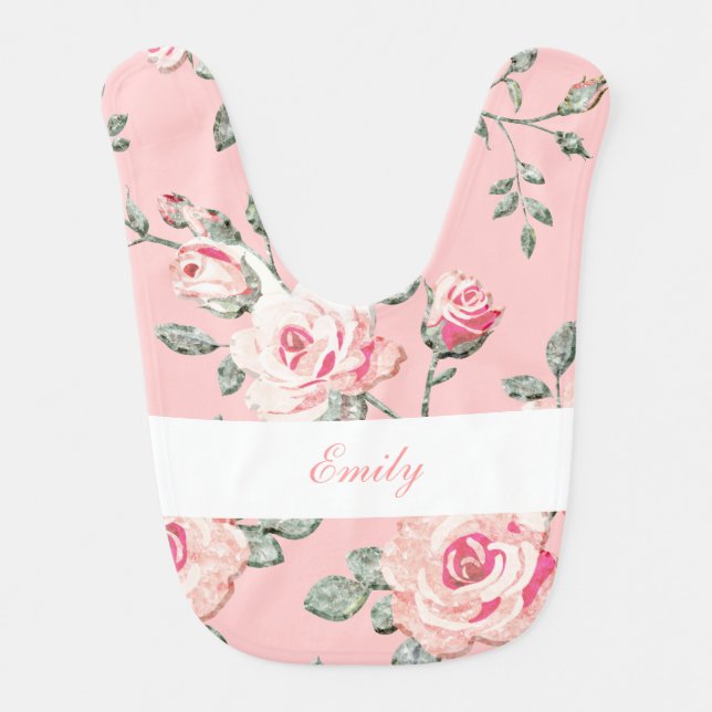 Monogram Baby Girl Bib (Front)