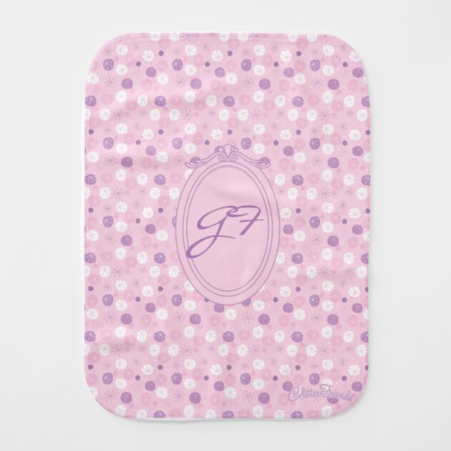Monogram Baby Girls Burp Cloth (Front)