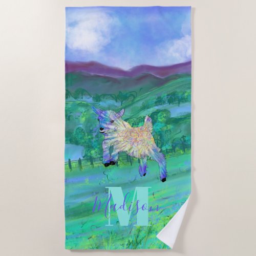 Monogram baby goat beach towel