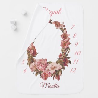 Monogram Baby Milestone Floral Pink