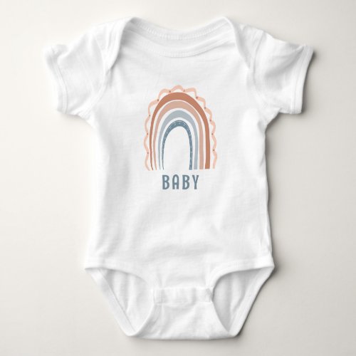 Monogram Baby Name Earthy Boho Rainbow Blue Brown Baby Bodysuit