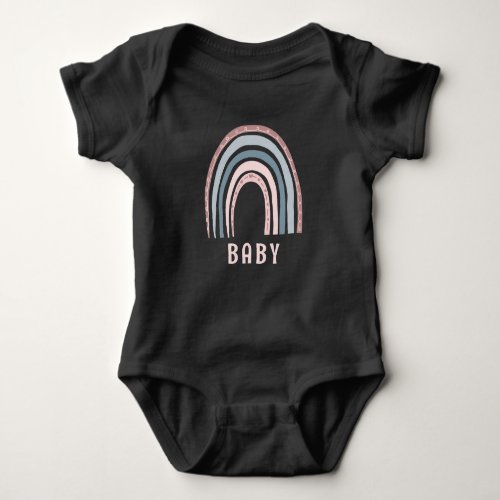 Monogram Baby Name Earthy Boho Rainbow Blue Pink Baby Bodysuit