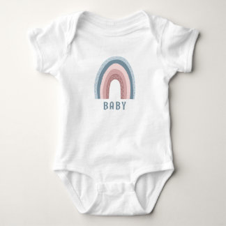 Monogram Baby Name Earthy Boho Rainbow Blue Pink Bodysuit