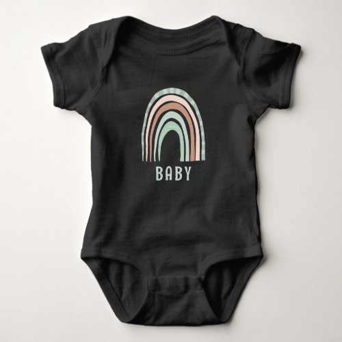 Monogram Baby Name Earthy Boho Rainbow Green Brown Baby Bodysuit