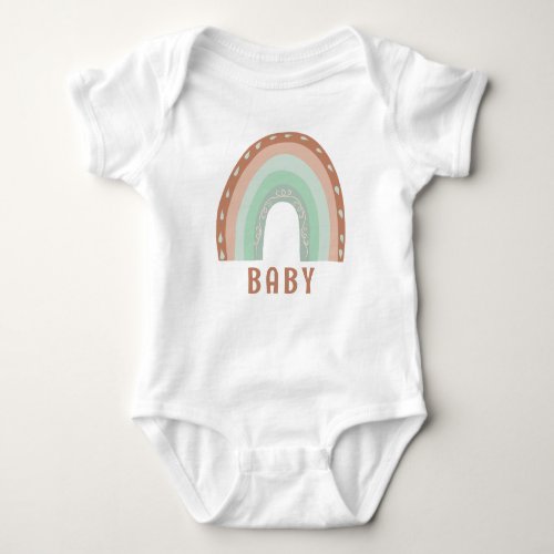 Monogram Baby Name Earthy Boho Rainbow Green Brown Baby Bodysuit