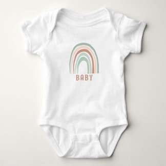 Monogram Baby Name Earthy Boho Rainbow Green Brown Bodysuit