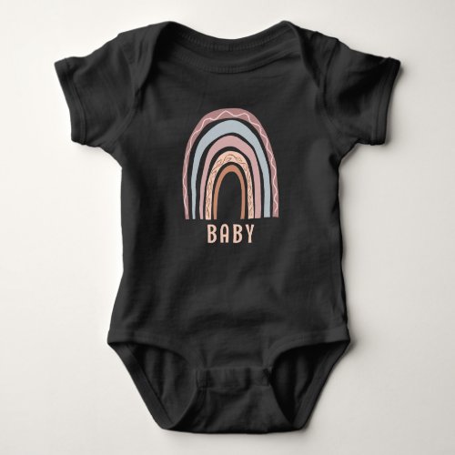 Monogram Baby Name Earthy Boho Rainbow Neutral Baby Bodysuit