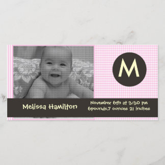 monogram baby photo card