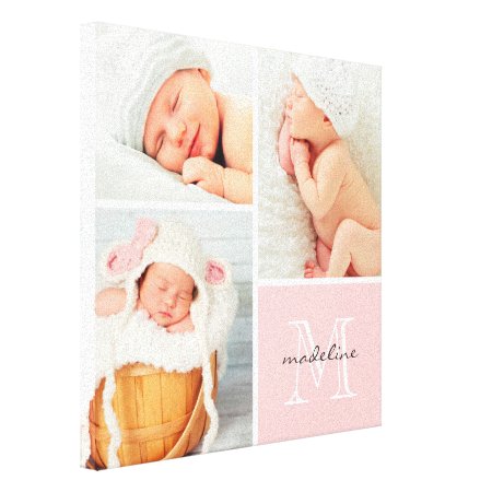 Monogram Baby Photo Collage Canvas Print