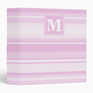 Monogram baby pink stripes binder
