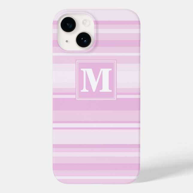 Monogram baby pink stripes Case-Mate iPhone case (Back)