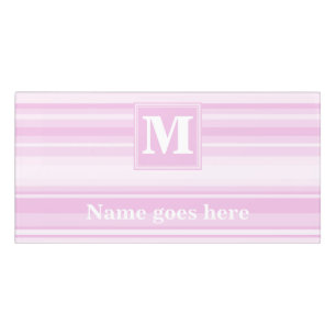 Monogram baby pink stripes door sign