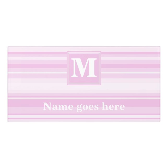 Monogram baby pink stripes door sign (Classic Front)