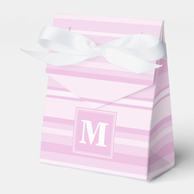 Monogram baby pink stripes favor boxes (Front Side)