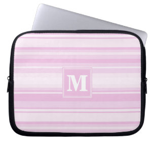Monogram baby pink stripes laptop sleeve