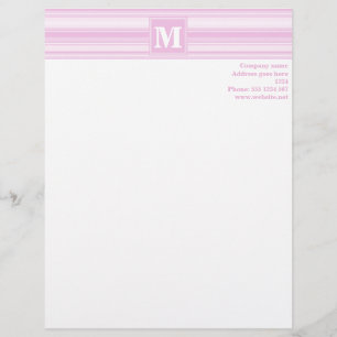 Monogram baby pink stripes letterhead