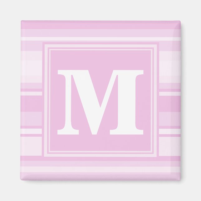 Monogram baby pink stripes magnet (Front)