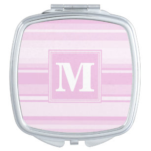 Monogram baby pink stripes makeup mirror