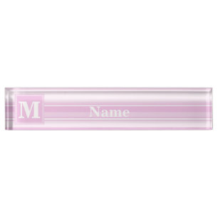 Monogram baby pink stripes name plate