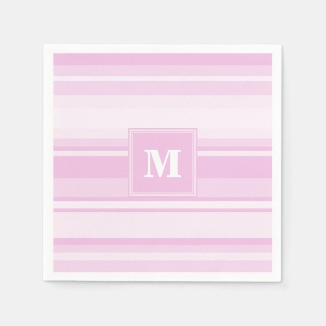 Monogram baby pink stripes napkins (Front)
