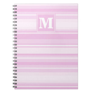 Monogram baby pink stripes notebook