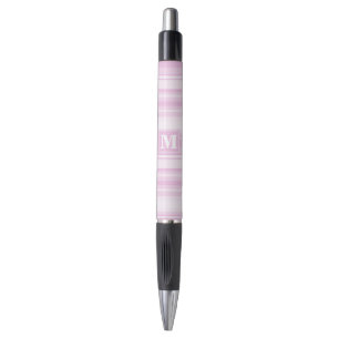 Monogram baby pink stripes pen