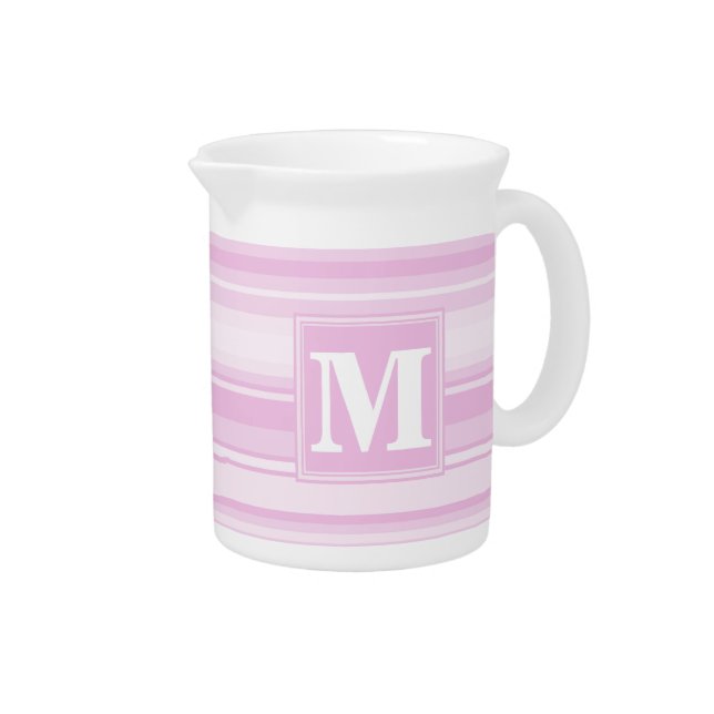 Monogram baby pink stripes pitcher (Right)