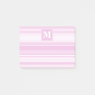 Monogram baby pink stripes post-it notes
