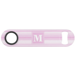Monogram baby pink stripes speed bottle opener