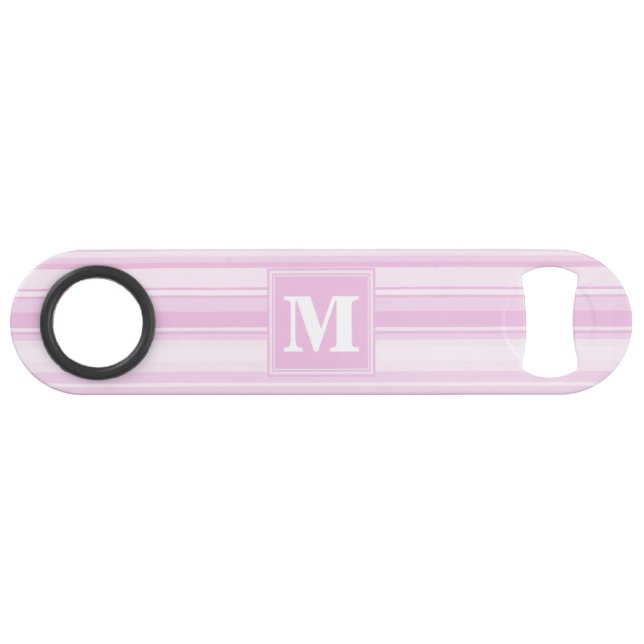 Monogram baby pink stripes speed bottle opener (Front (Horizontal))