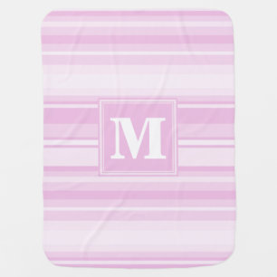 Monogram baby pink stripes swaddle blanket