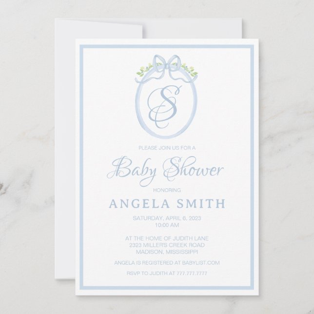 Monogram Baby Shower Invitation (Front)