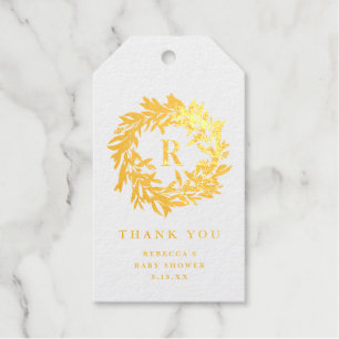 Monogram Baby Shower Thank You Gold Foil Gift Tags
